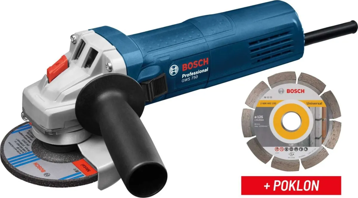 BOSCH Ugaona brusilica GWS 750-125 + dijamantska ploča