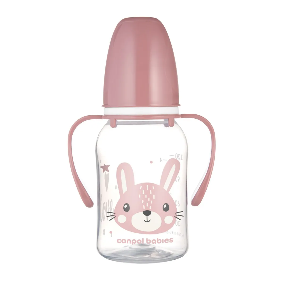 CANPOL BABIES Flašica za bebe sa ručkama 120ml, roze