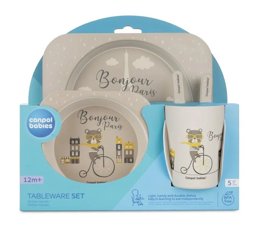 CANPOL Babies set za hranjenje 5 delova 9/227 - Bonjour Paris beige