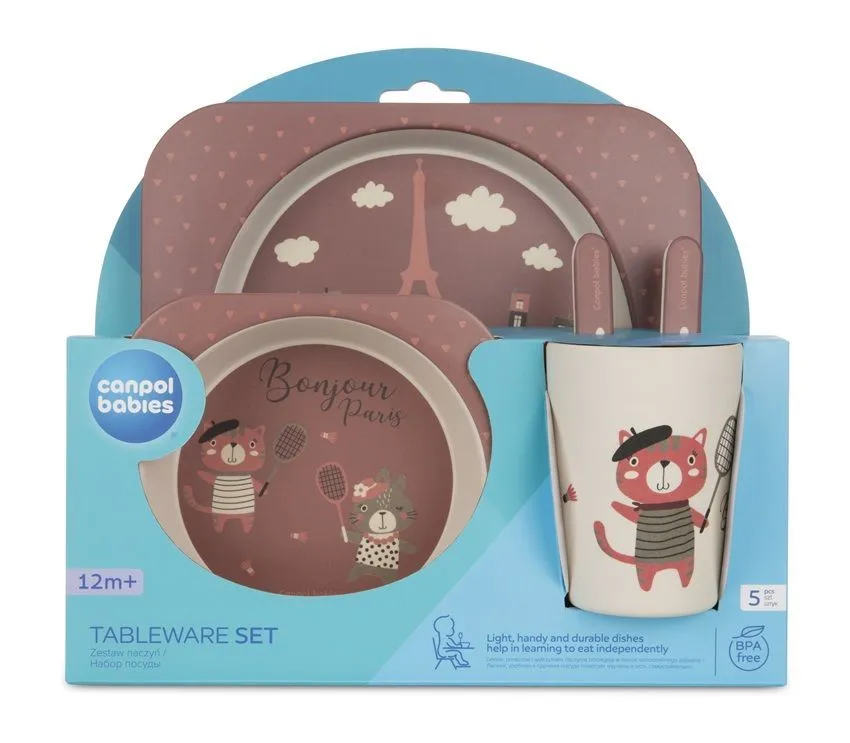 CANPOL Babies set za hranjenje 5 delova 9/227 - Bonjour Paris dark red