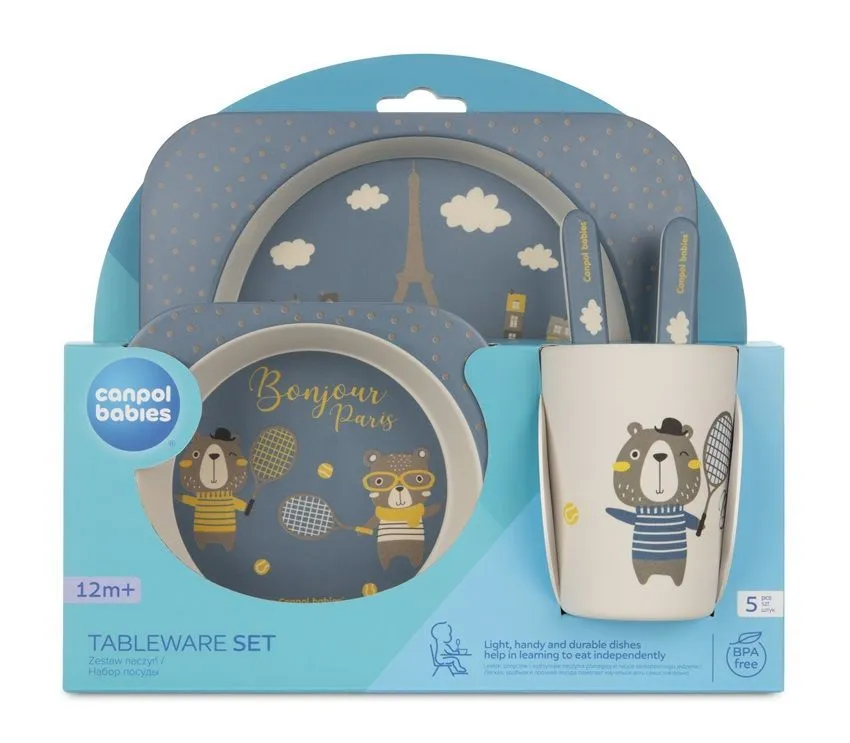 CANPOL Babies set za hranjenje 5 delova 9/227 - Bonjour Paris navy blue