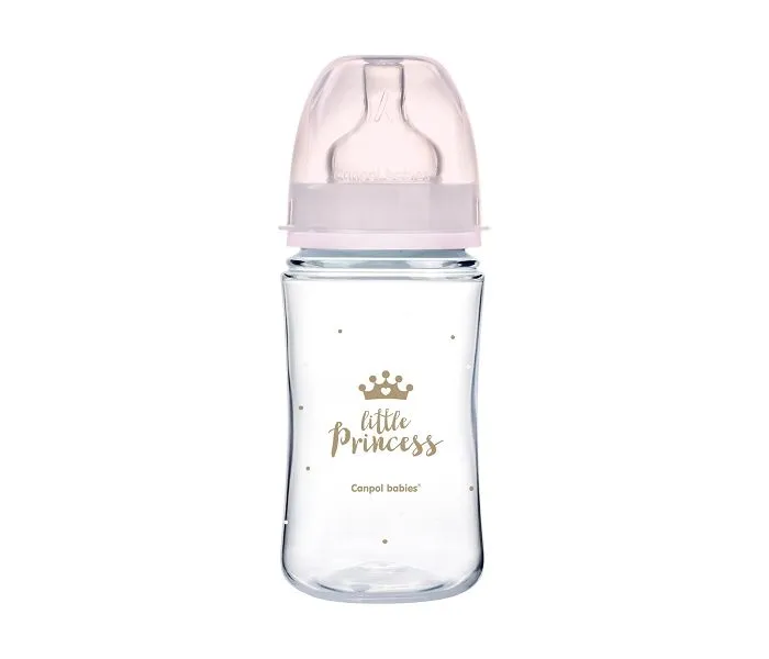 CANPOL Flašica za bebe sa širokim vratom 240 ml, pp - 35/234 "Mala princeza -Pink"
