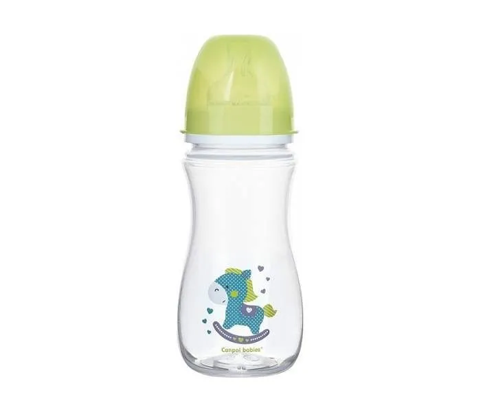 CANPOL Flašica za bebe sa širokim vratom 300 ml , Anticolic - "Easystart" Igračka zeleni konjić