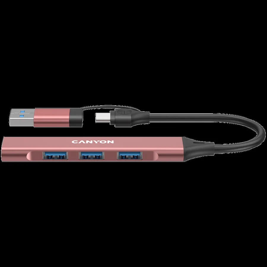 CANYON hub DS-02 4in1 USB-A/C Pink