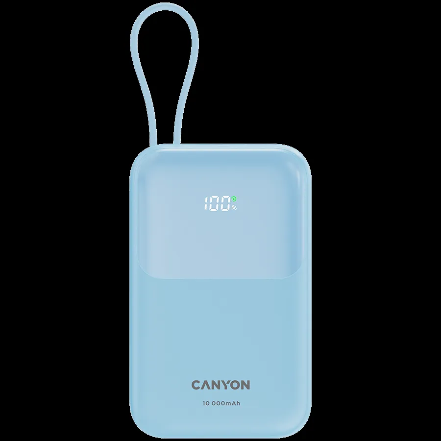 CANYON Power bank OnPower 101 sa kablom 10000 mAh PD22.5W, plava