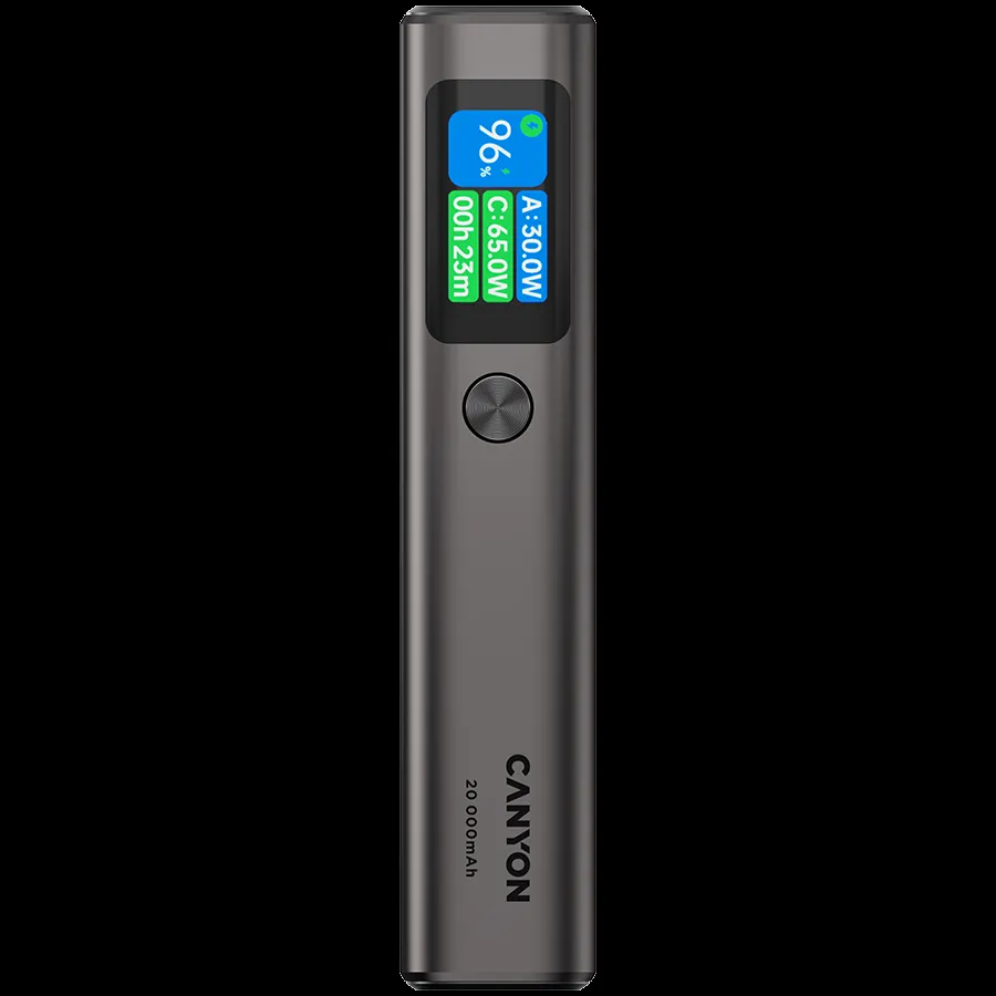 CANYON Power bank OnPower 230 TFT 20000 mAh PD130W, siva
