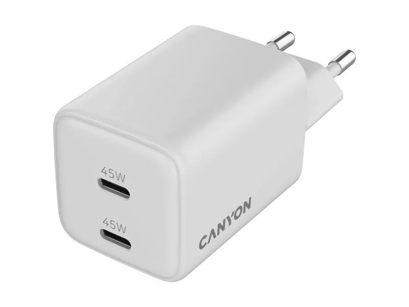 CANYON Punjač CU45AC GaN 45W 2xPD/ bela