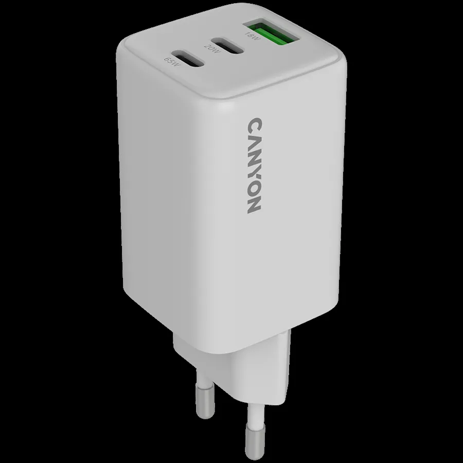 CANYON Punjač CU65ACC GaN 65W 2xPD 1xQC/ bela