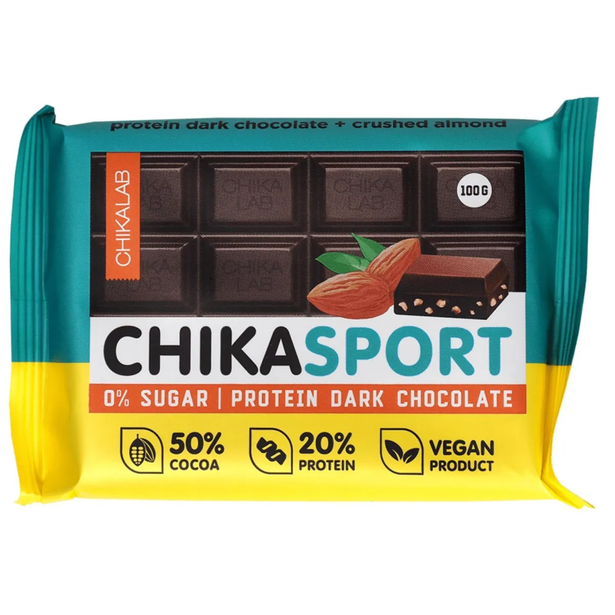 CHIKALAB Vegan tamna čokolada sa bademom 100g