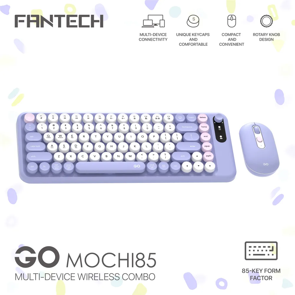 Combo miš tastatura wireless Fantech WK-898 GO mochi85 ljubičasta