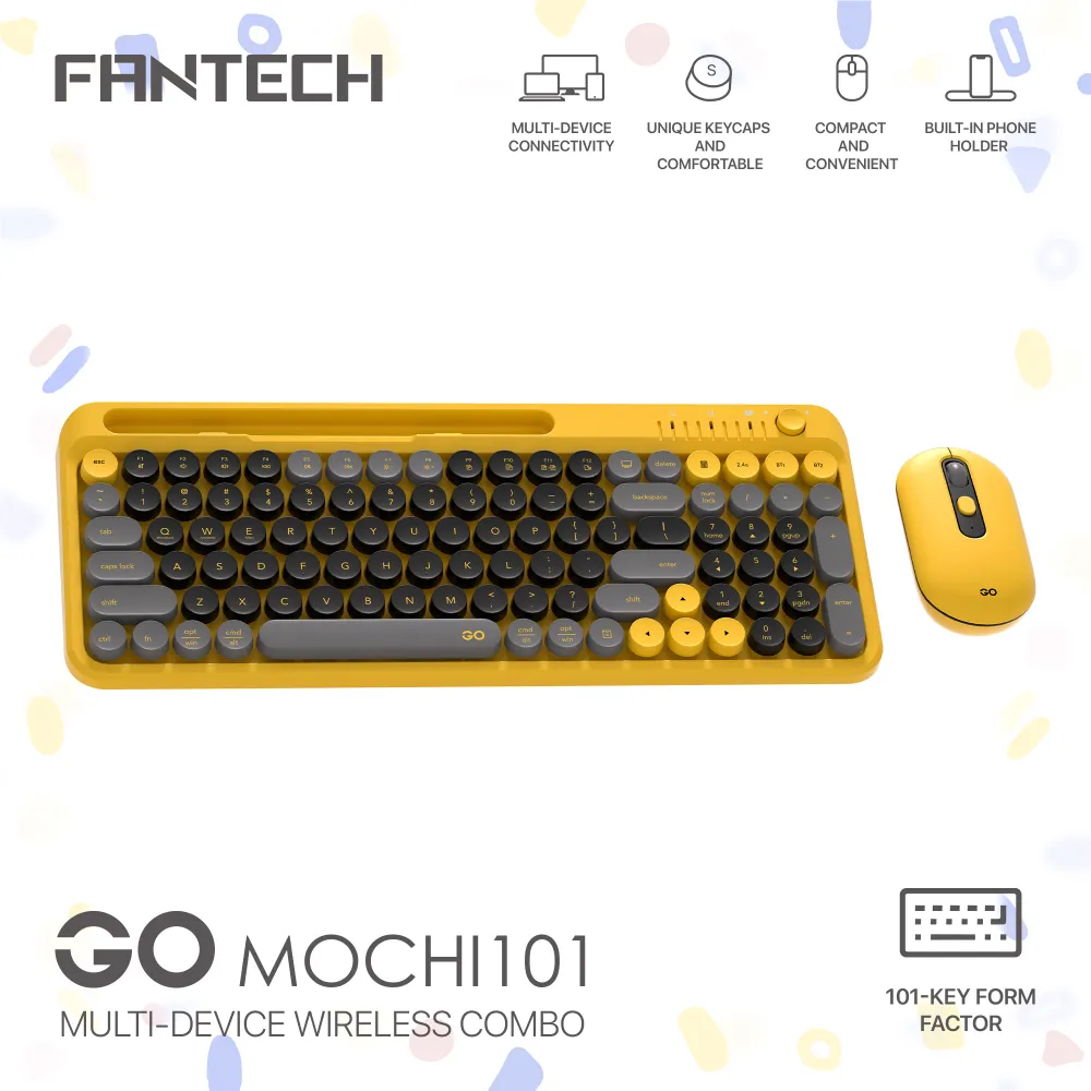 Combo miš tastatura wireless Fantech WK-899 GO mochi101 žuta