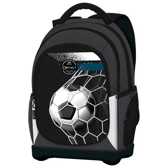 CONNECT Ranac đački anatomski lagan Goal Net 40228 sivo-crni