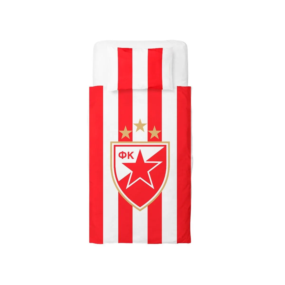 CRVENA ZVEZDA Jorganska navlaka i jastučnica 140x200cm, crvena/grb