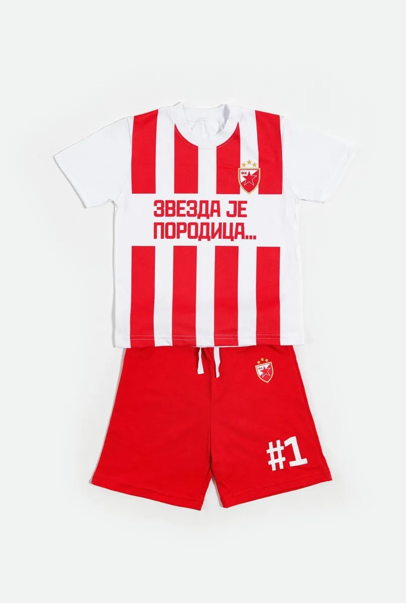 CRVENA ZVEZDA Komplet majica i šorts/ crvena/bela