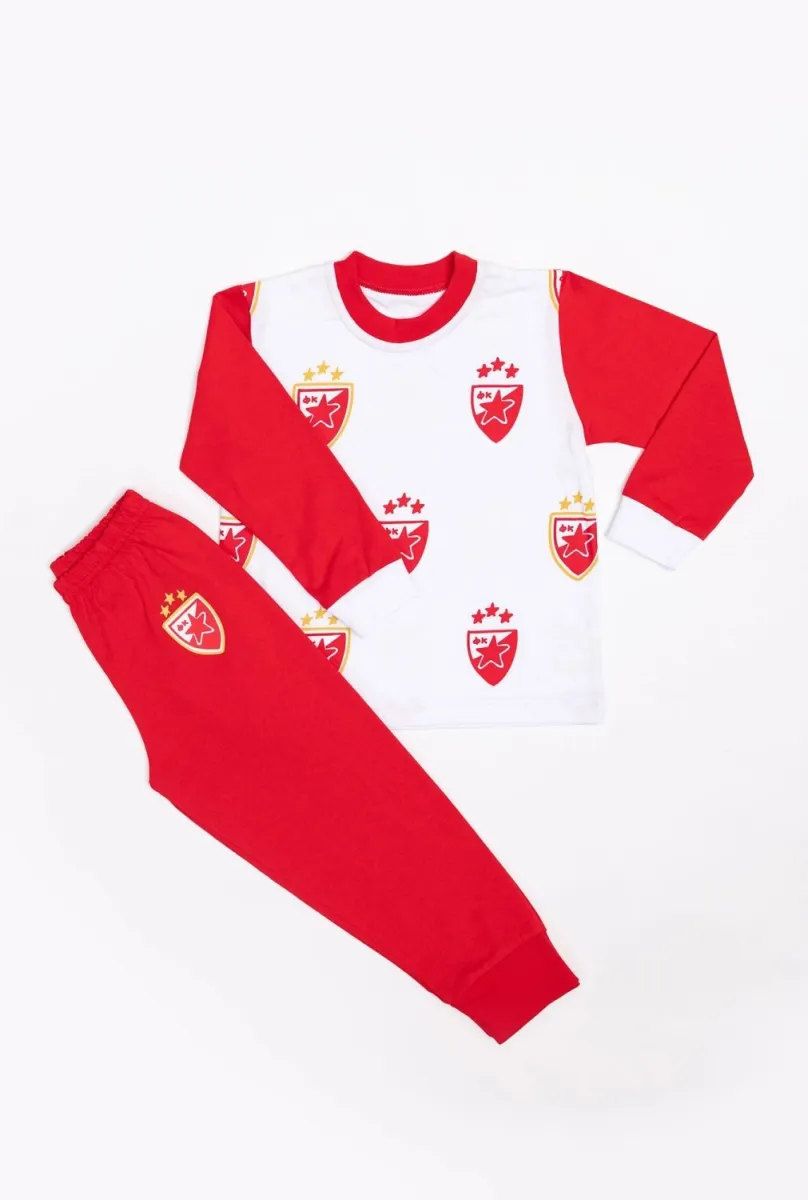 CRVENA ZVEZDA Pidžama sa svetlećim elementima  24, crvena/bela
