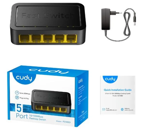 CUDY FS105D LAN 5-Port 10/100 Switch auto-negotiation RJ45 ports