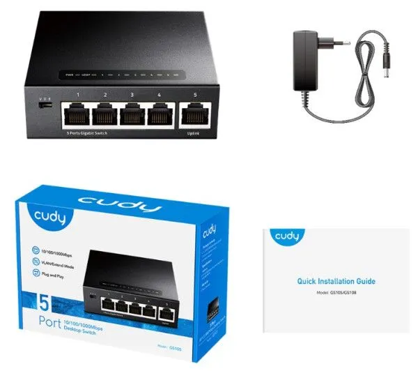 CUDY GS105 metalni GS105D 5-Port Gbit Desktop Switch