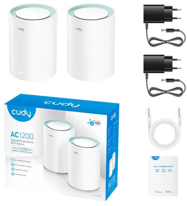 CUDY M1300 2-pack AC1200 Dual Band 2.4Ghz+5Ghz WiFi MESH