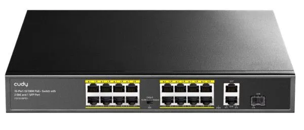 CUDY PoE+Switch FS1018PS1 16-Port 10/100M, 1Gbit Uplink + 1Gbit Combo SFP Port, 200W