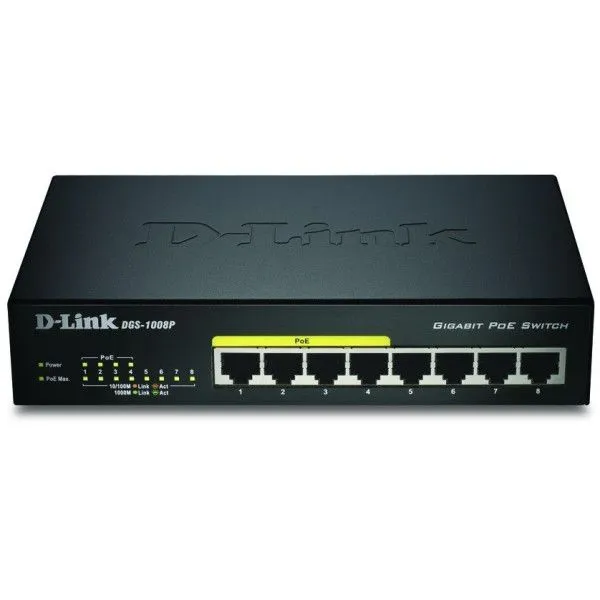 D-LINK switch 8P DGS-1008P/E Metall PoE+