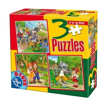 D-TOYS Puzzle 3u1 Bajke 06 - 6, 9, 16 delova