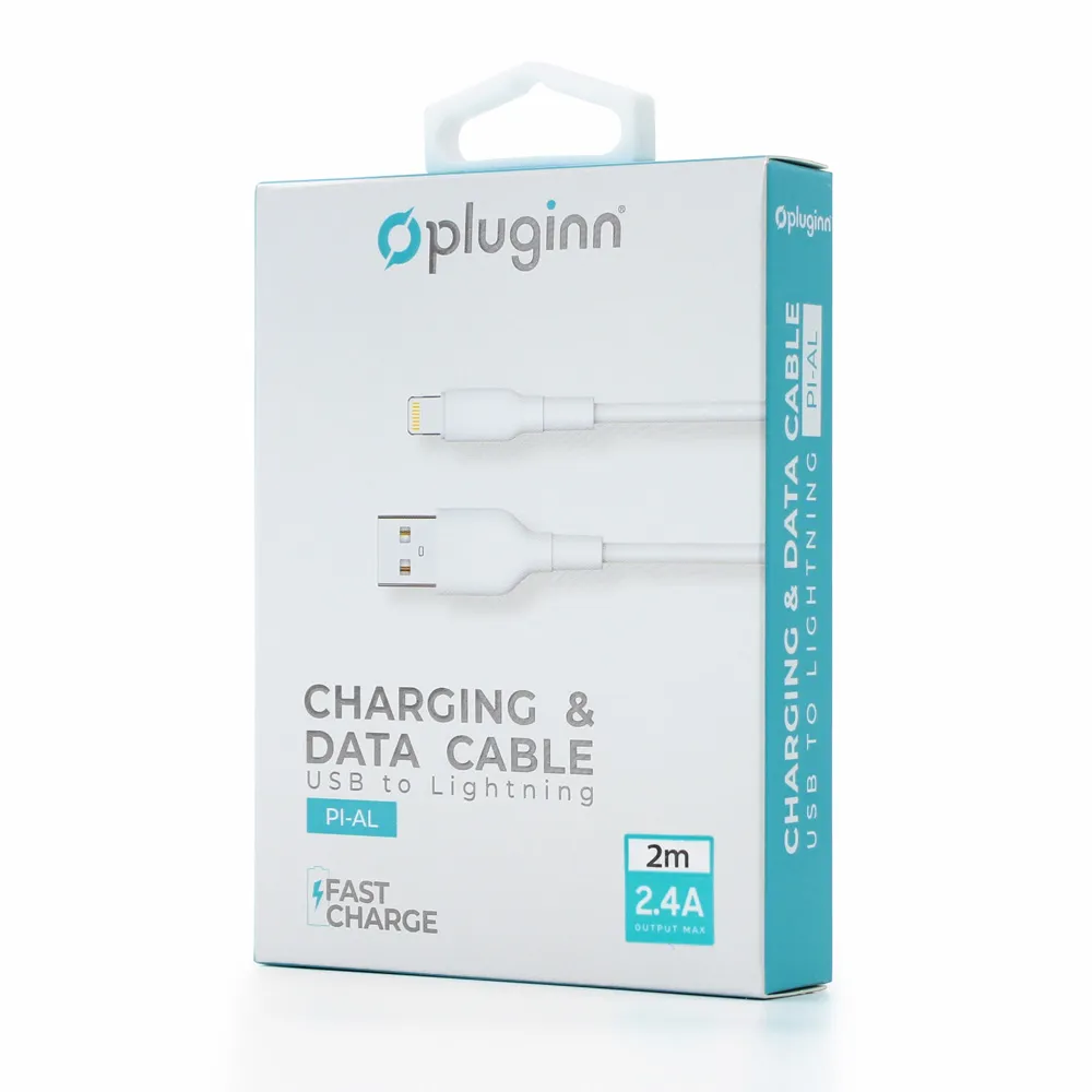Data Kabl Pluginn PI-AL 2.4A USB na Lightning beli 2m