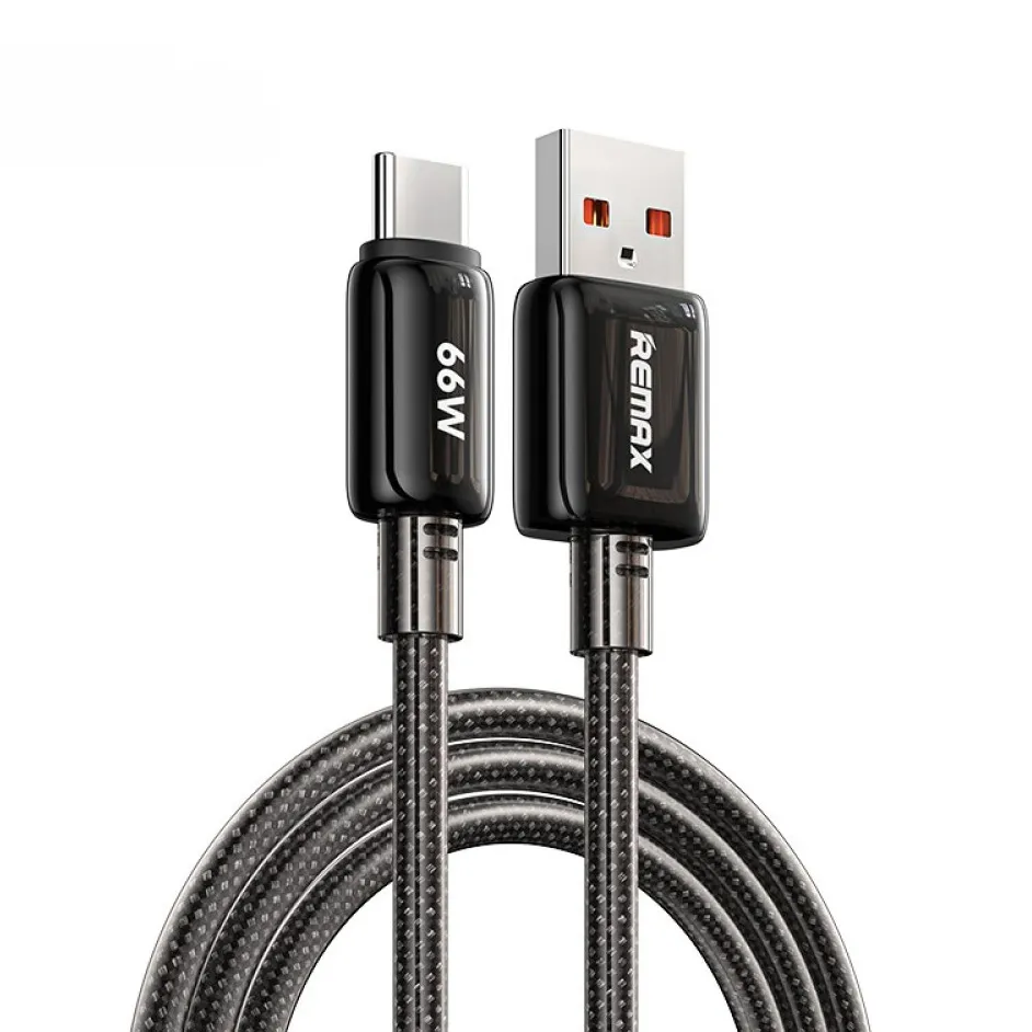Data kabl REMAX RC-025 lcy Series Fast Charging 6A/ 66W/ USB na Type C/ 1.2m crni