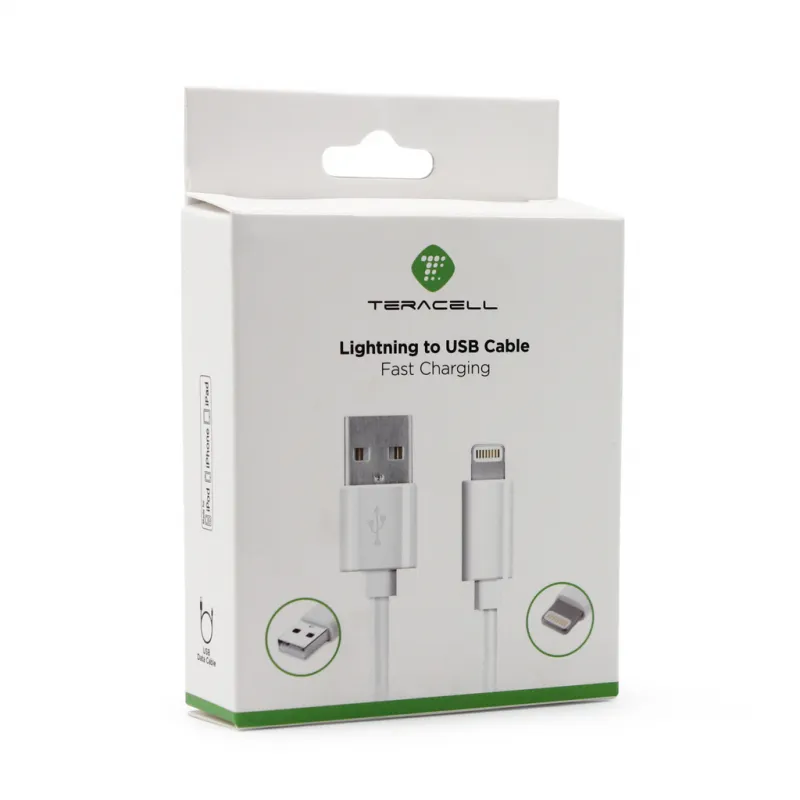 Data kabl Teracell Plus 2.4A za iPhone lightning beli 1.2m