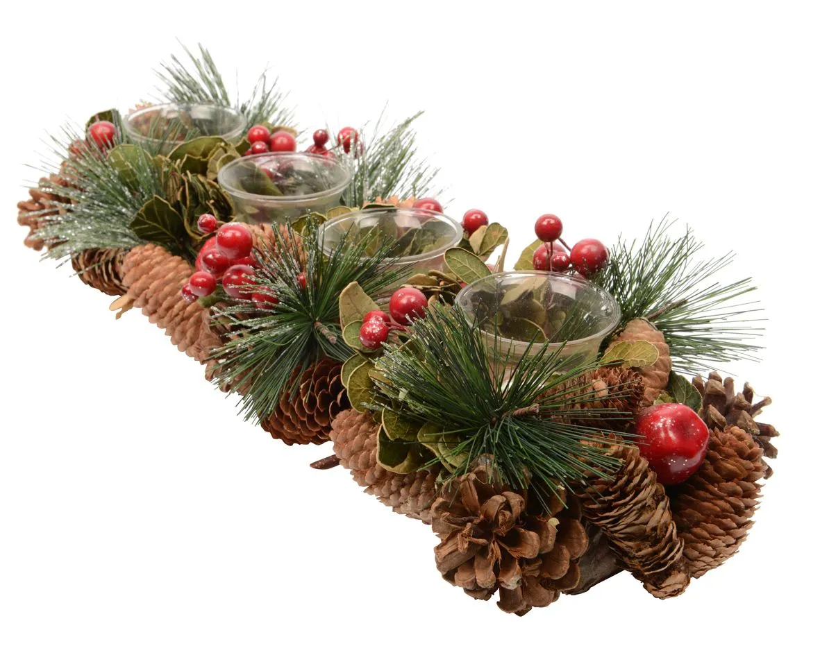 DECORIS Novogodišnja dekoracija sa 4 svećnjaka