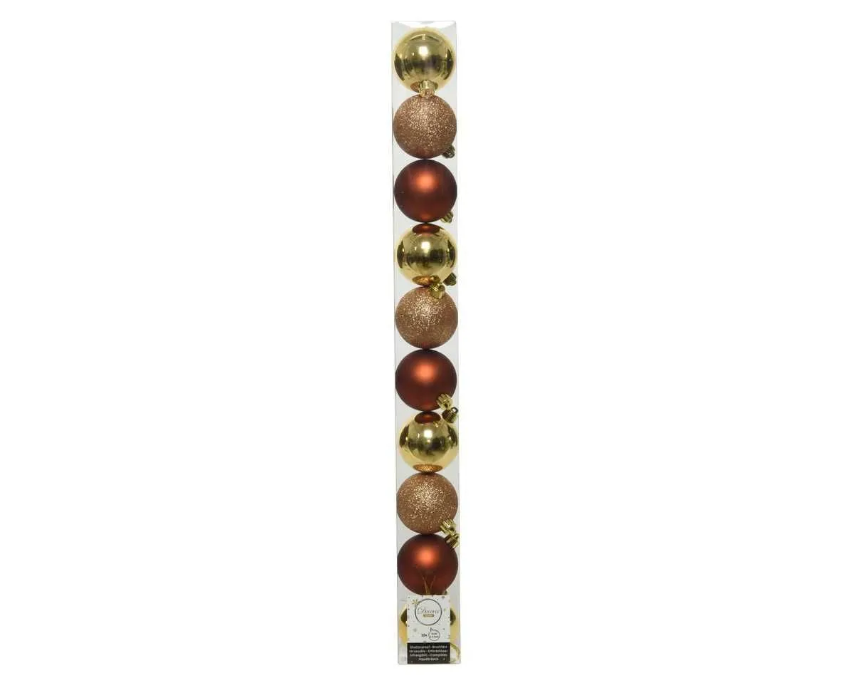 DECORIS Novogodišnje kugle, Gold red mix, set 1/10