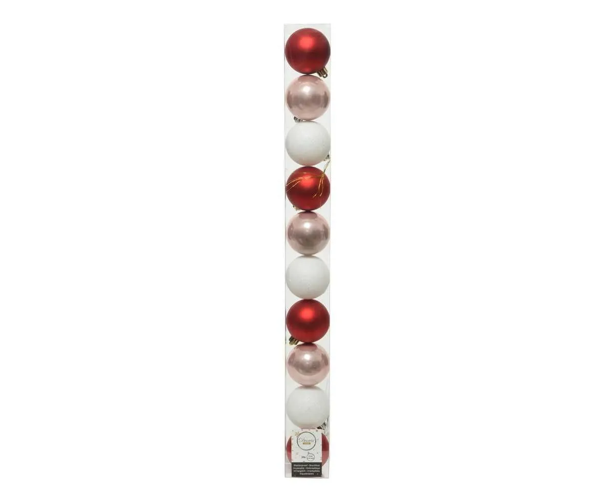 DECORIS Novogodišnje kugle, Red mix,  set 1/10