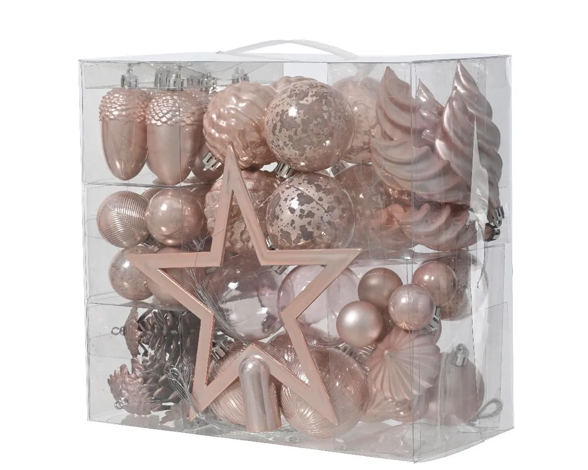 DECORIS Novogodišnji ukrasi za jelku sa zvezdom, set 60/1 pink