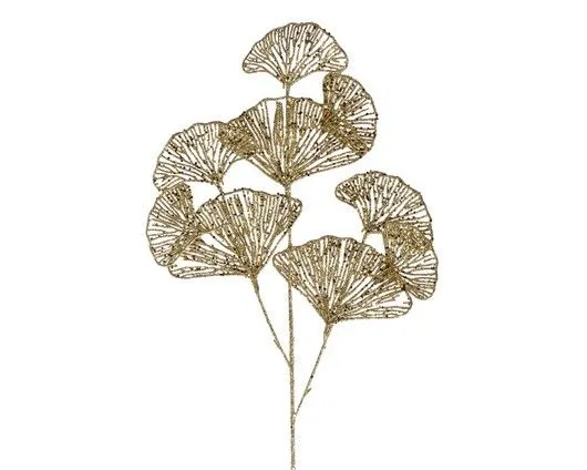DEKOR DOM Novogodišnji dekorativni cvet 70x25cm Glitter Gingko leaf 515426/ zlatna