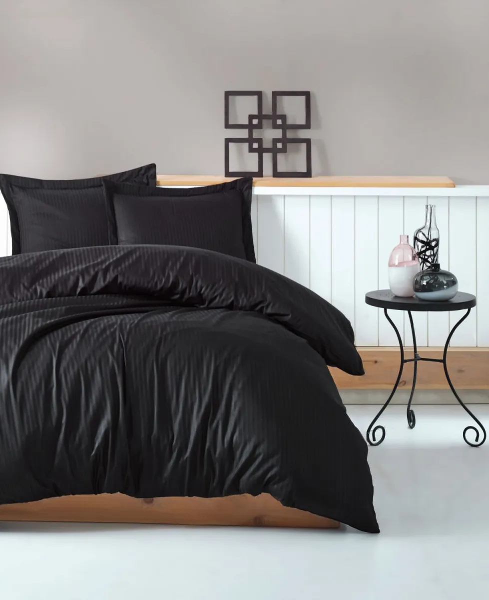 DEKOR DOM Posteljina CB Elegant stripe saten Siyah