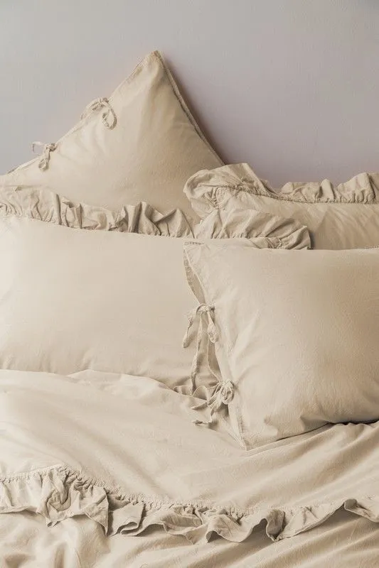 DEKOR DOM Set posteljine Issimo popline double, Frill peach