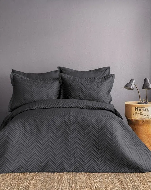 DEKOR DOM Set prekrivač i jastučnice Issimo double - Simply Satin, fume
