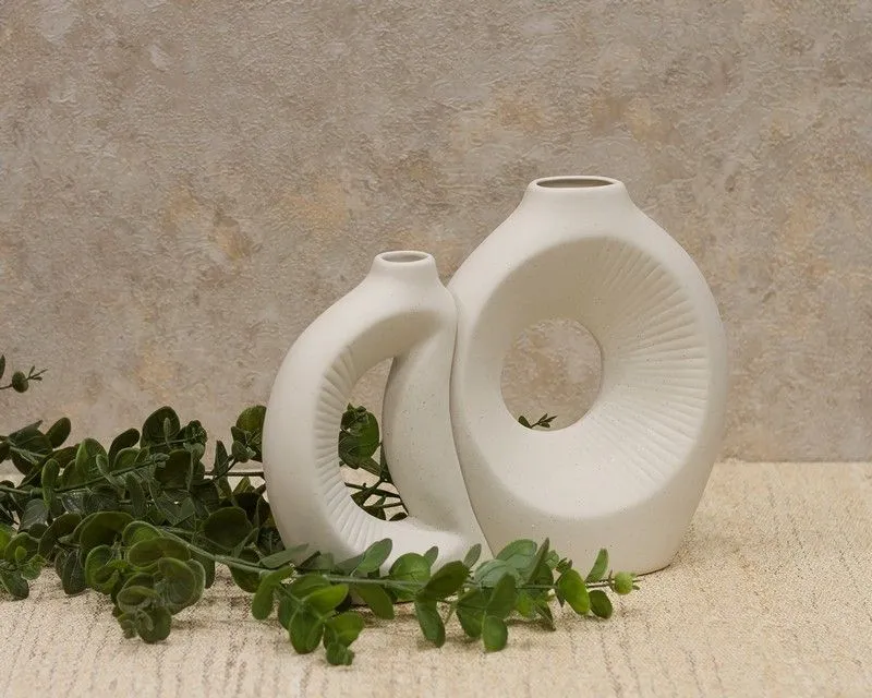 DEKOR DOM Set vaza 21cm Buco twin, bela