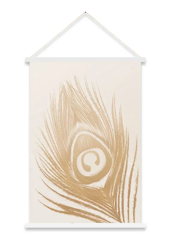DEKOR DOM Slika Kakamono 60x90cm Beige Peacock Feather