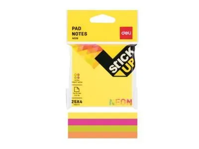 DELI Stiker blok 76x76mm mix neon boje  (4x25 lista)
