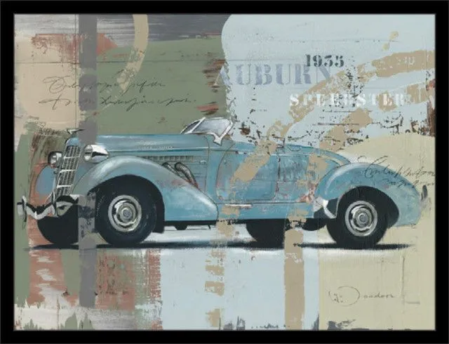 DELTA LINEA Uramljena slika Blue old car 60x80 cm