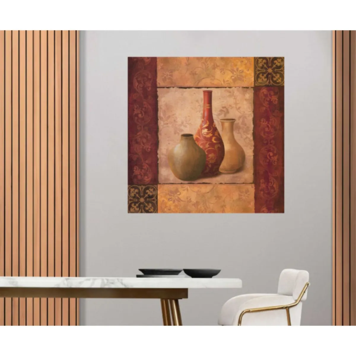 DELTA LINEA Uramljena slika Tople zemljane boje 2 50x50 cm