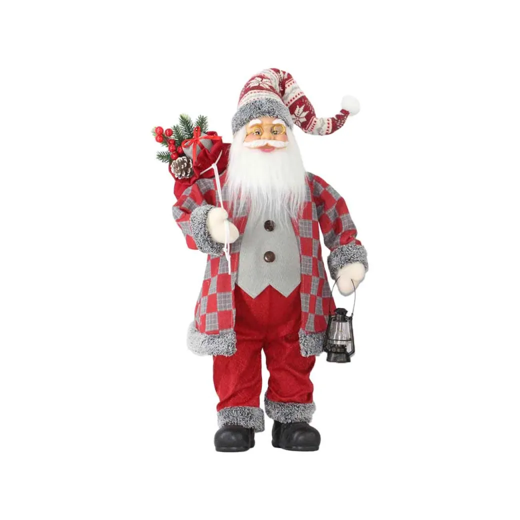 DENIS Novogodišnja figura Deda Mraza 90cm/ crvena/siva