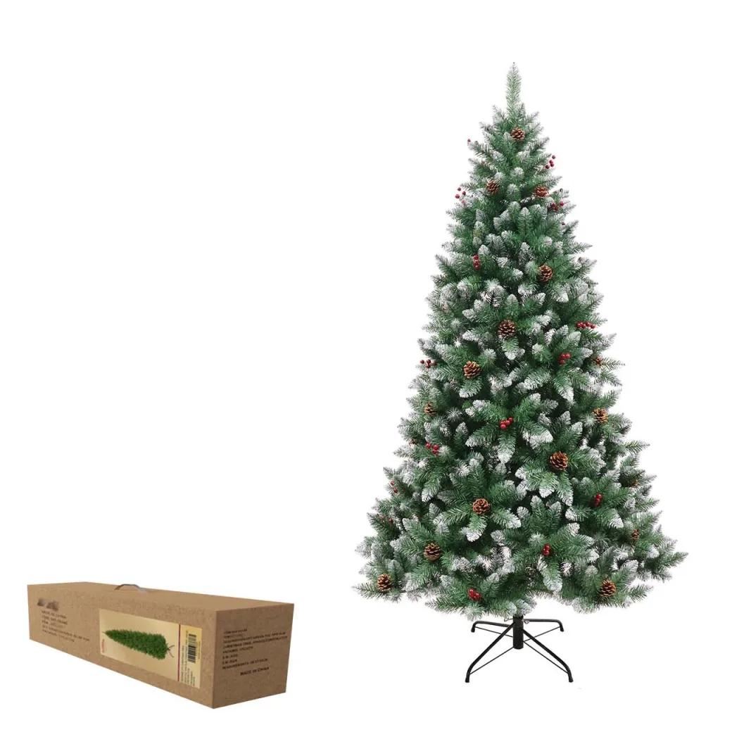 DENIS Novogodišnja snežna jelka sa šišarkama i bobicama 240cm