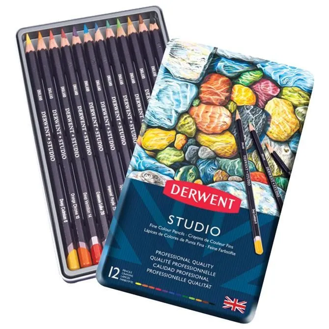 DERWENT Drvene boje set 12boja u metalnoj kutiji Academy 32196
