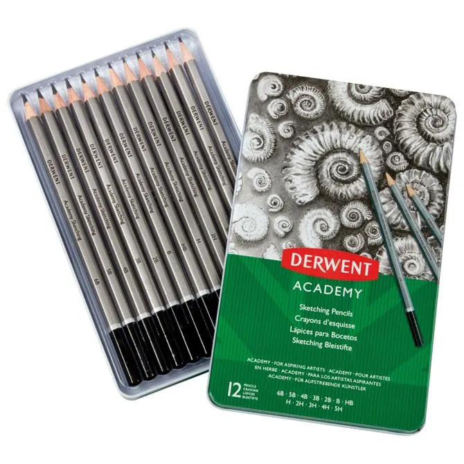 DERWENT Olovka grafitna 5H-6B u metalnoj kutiji  Academy pk12 Derwent 2301946 blister