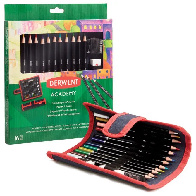 DERWENT Set u platnenoj pernici boje drvene 12 boja+pribor Academy Derwent 2305681 blister