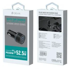 DEVIA Auto punjač Extreme speed series PD30W+QC, crna