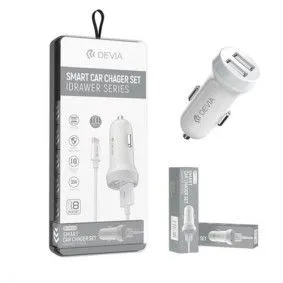 DEVIA Auto punjač IDRAWER Dual USB Lightning 3.1A, bela