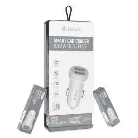 DEVIA Auto punjač IDRAWER Dual USB Micro 3.1A, bela
