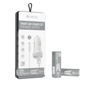 DEVIA Auto punjač IDRAWER Dual USB Type-C 3.1A, bela